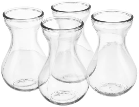 HAWILLOSCH 4 Stück Glasvase Hyazinthen Hydroponische Blumenvase Transparent Mittelgroße Glasvase Für Zuhause Büro Dekoration Stabil