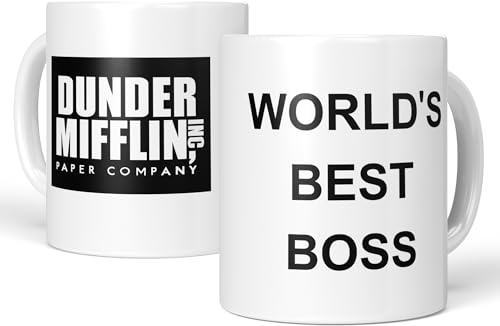 LA CASA DE LAS TAZAS® Taza World's Best Boss, Inspirada en The Office, Regalo Divertido para Jefes: Despedidas, Oficina, Humor y Frases Graciosas