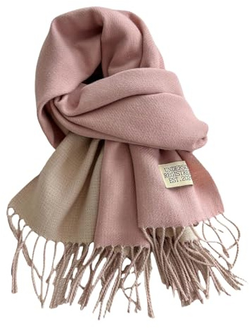 QDLTGBD Schal Herbst- Und Winterschal Für Frauen Einfacher Zweifarbiger Nachahmung Kaschmirschal Warm Dicke Dicke Lange Quastenhalsschal-pink -a-200cm