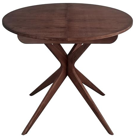 Ragaba Ronde Extensible Table à Manger 90cm Jubi Bois Noyer