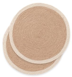 Tischsets, rund, Jute, natürlich, handgefertigt, 38 x 38 cm, 2 Stück