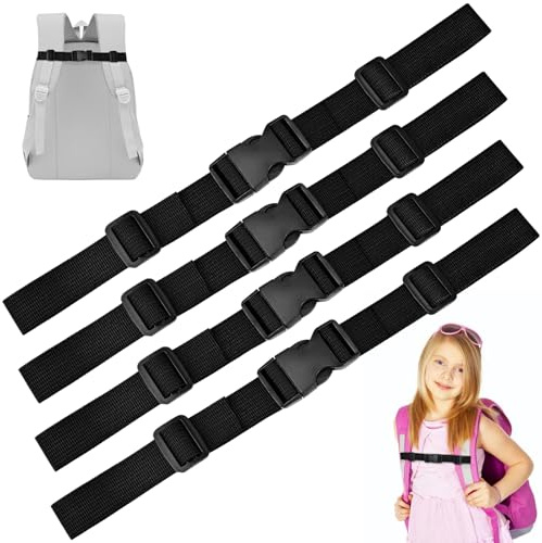 FLEXNOVA Brustgurt Rucksack Kinder,4 Stück Step By Step Brustgurt Nylon Brustgurt Rucksack Schwarz Rucksack Brustgurt Nachrüsten Brustgurt für Rucksack Brustgurt für Schulrucksack Wanderungen Im Freie