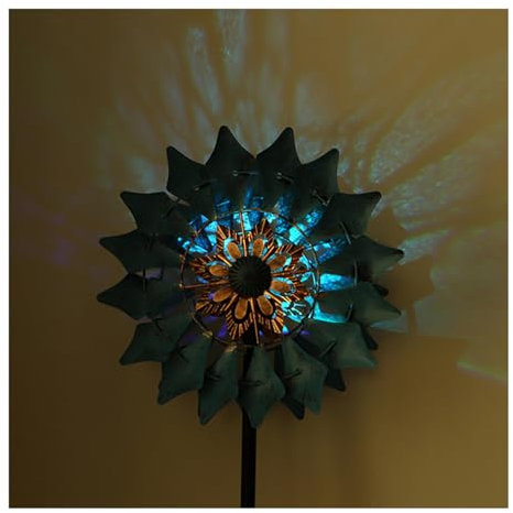 LVSHUOHC Moulin à Vent Jardin Solaire, Changement De Couleur ， DéCo ExtéRieure ImperméAble Et Antirouille ， DéCo Jardin Convient pour La DéCoration De La Cour,Blue