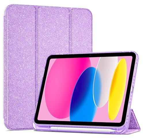 ProCase Cover iPad 11 Gen A16 11 Pollici 2025/iPad 10 Gen 10,9 Pollici 2022 | Custodia con Portapenna Auto Sonno/Veglia -Glitter Viola