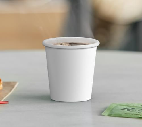 200 X 4oz Single Wall White Paper Cups for Hot & Cold Drinks Premium Disposable Coffee/Tea Paper Cups Perfect for Your Home, Café, Work, Parties or Outdoors (200, 4oz)