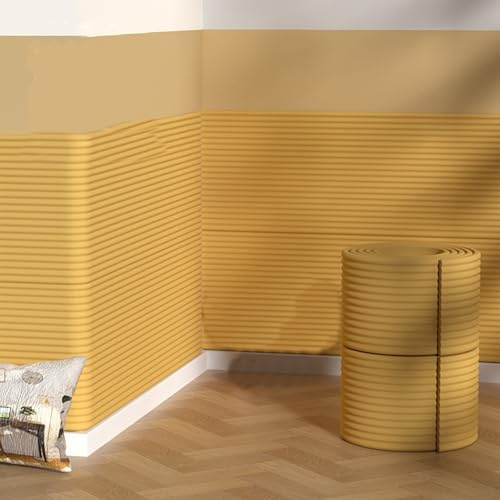 Koncey Self-Adhesive Wall Padding, Anti-Collision Padded Wall Panels & Peel-and-Stick Headboard, Extra Thick Foam Cushion for Bedroom, Tatami(Wood color,W 20 x L 200 CM)