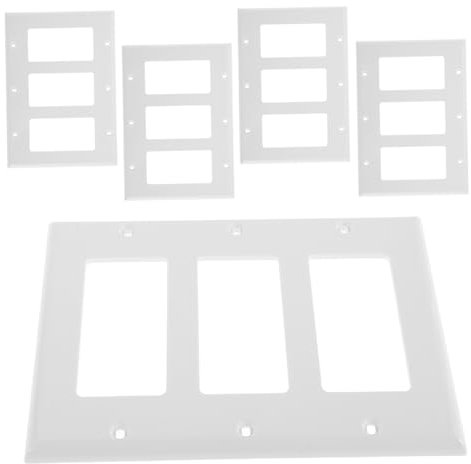 Mikikit Placa de Pared Decorativa para Interruptor de 3 Bandas, Plástico white, Resistente a Roturas, 5 Piezas, Fácil Instalación para Cocina y Baño