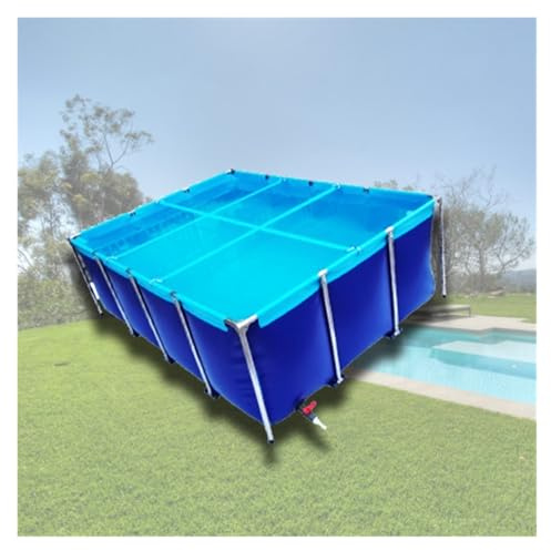Oberirdischer Fischteich mit Stahlrahmen, Ablassventil, mobiles Koi-Becken für den Außenbereich für Fische, Hummer, Blutegel – ideales Aquariumbecken für die Wasserzucht (200 x 150 x 60 cm)