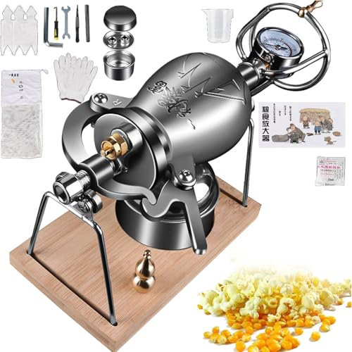 Popcorn Poppers Pressure Popcorn Maker Stovetop Popcorn Maker Traditional Popcorn Maker with Precision Pressure Gauge and Base for Home Party(268ml)