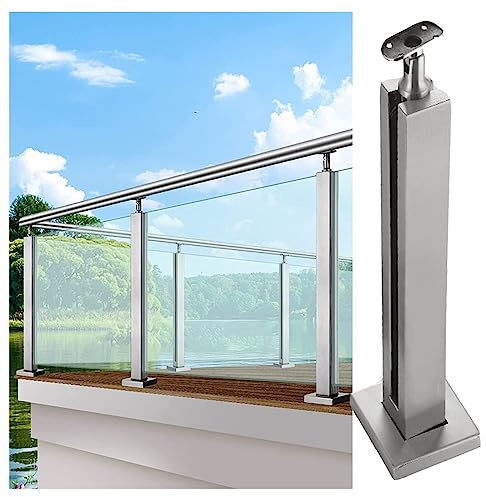 Kit balustrade en acier inoxydable et verre pour terrasses et piscines – Système il carré/rond pour balustrade de sécurité de balcon de 135 cm et design élégant