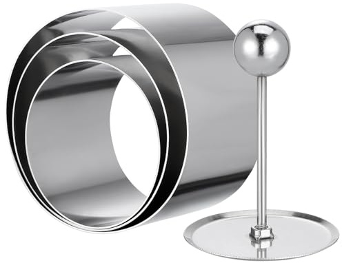 FUNOMOCYA 3 pièces Moule Rond Inox pour Plats Froids avec Poussoir Ustensile de Cuisine Pratique pour Présentation et Dressage Léger et Facile à Nettoyer Maison et Restaurant