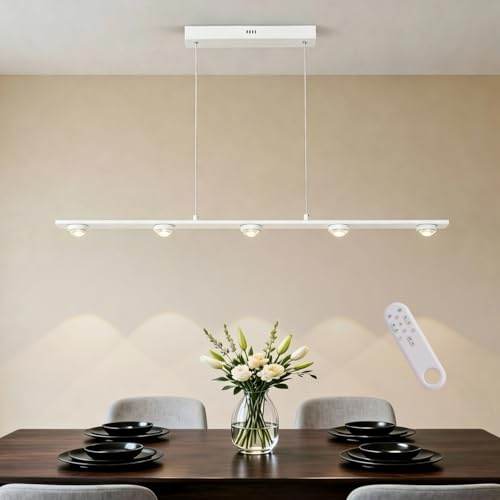 YLFXL LED Lámpara Colgante, Iluminación Focalizada 20W Lampara Techo Colgante Regulable 3000K-6000K con Mando a Distancia, 90CM Lámpara Colgante Metálica para Isla de Cocina y Mesa de Comedor