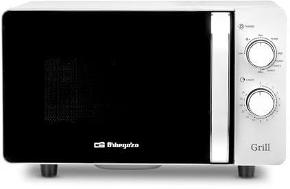 Microondas Orbegozo MIG 2070 CE, 20 Litros, 700 W, Sin plato giratorio, apta para platos cuadrados, 5 niveles de potencia, función grill.