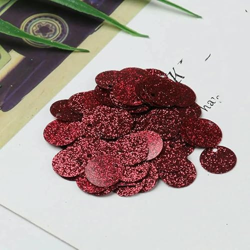 200 Stück 10 mm Glitzerpailletten, flache runde PVC-Pailletten mit Glitzerpuder für Bastelarbeiten - Rot