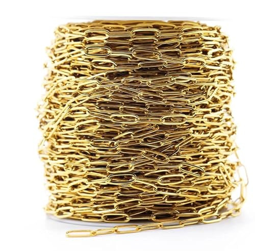 1 Meter vergoldete Edelstahl-Kabelketten 4 x 12 mm Gold-Gliederketten for die Herstellung von DIY-Halsketten und Schmuckzubehör(4x12mm Gold Round)