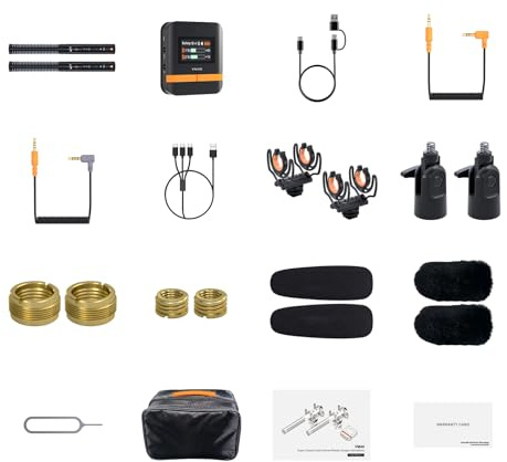 Aumotop VM40 Microphone sans Fil Double Canal pour Appareil Photo, Smartphone, PC, Micro Super Cardioïde 48 K/32 Bits pour Interviews Vidéo, Streaming en Direct, 2 Microphones Inclus (COMBINÉ VM40)