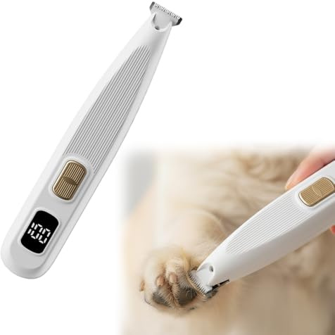Wasserdichter LED-pfotentrimmer, 2025 Neu pfotentrimmer für hunde und Katze, Effektiver Sicherheitsrasierer für Haustiere, Extra Leise Tierhaarschneidemaschine für Pfoten Ohren Gesicht Augen (Weiß)