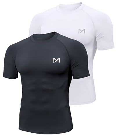 MEETYOO Lot de 2 ou 3–Maillot de Compression Homme,T-Shirt Technique Homme–Respirant, évacue l'humidité,séchage Rapide,idéal pour Le Sport,la Natation et Un Usage Quotidien