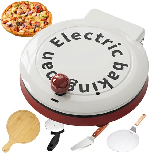 Máquina Eléctrica para Pizza de 1000W, Máquina para Pizza de Encimera de 23 cm con Calentamiento por Ambos Lados y Apertura de 180°, Placa Antiadherente, Horno para Pizza Portátil para Panqueques