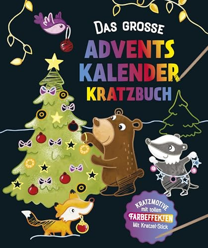 Das große Adventskalender Kritzel-Kratzel Buch: Kratzbuch mit tollen Farbeffekten Ab 5 Jahren. Mit Bambus-Stick