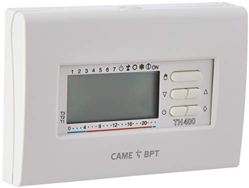 CAME TH/400 BB Cronotermostato digitale settimanale a parete colore bianco con alimentazione a tre batterie da 1,5V per un controllo semplice e affidabile della temperatura