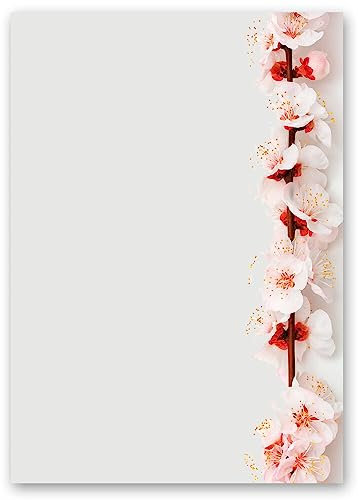 DIN A5 Motivpapier - Briefpapier KIRSCHBLÜTEN 100 Blatt, 90g/m²
