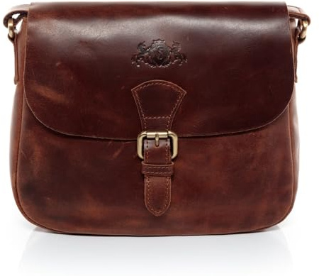 SID & VAIN® borsa a spalla vera pelle vintage YALE tracolla donna marrone prodotto artigianale