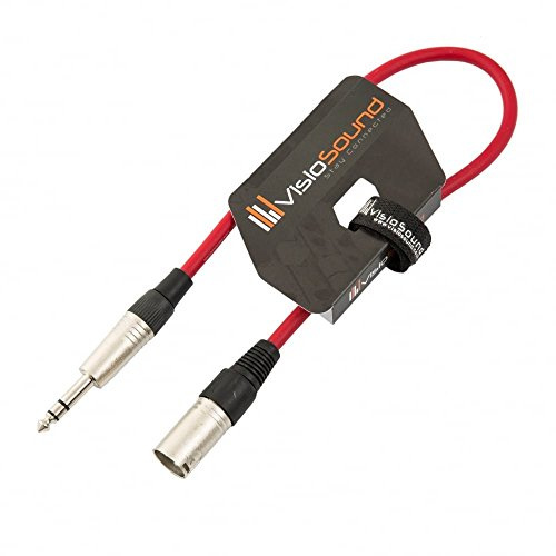 VisioSound Male XLR to 6.35mm Stereo TRS Jack Lead Audio Cable (Red, 0.5m) | Noiseless OFC Balanced Signal, Audio, Speaker, Patch Cable / 10 Colours