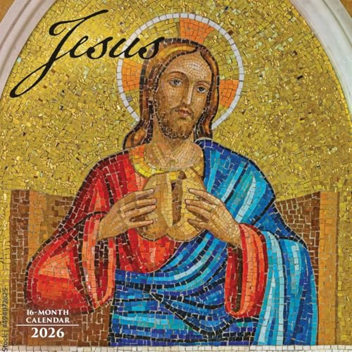 Carousel Calendars, Jesus 2026 Wall Calendar, 12'' X 12'', 16-Month Calendar with Stapled Binding