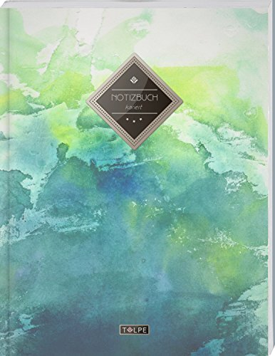 TULPE Kariertes Notizbuch A4 „C003 Grunge“ (140+ Seiten, Vintage Softcover, Doppelrand, Seitenzahlen, Register - Dickes Notizheft, Matheheft, Skizzenbuch, Schulheft, Tagebuch, Kariertes Heft Nr 26)