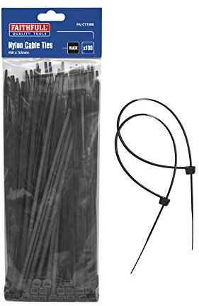 Faithfull CT150B 150 x 3.6mm Cable Ties (Pack of 100) -Black
