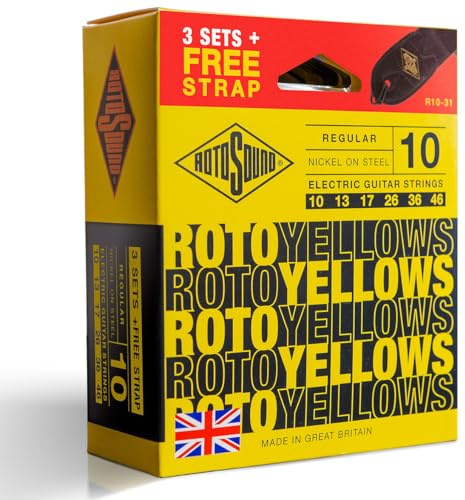 Rotosound R Roto elgitarr nickelpläterad 3 set+strap R10-31-F
