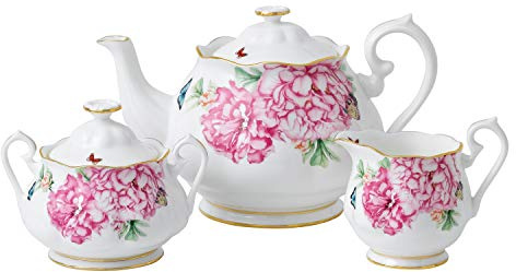 Royal Albert Miranda Kerr Friendship 40001821 Teapot, Sugar & Cream 3 Pc Set, Fine Bone China