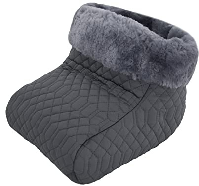 Fußsack Fußwärmer FUSA-NW-GRA-SIL Steppstoff mit echtem Merino Lammfell gefüttert 25mm silber-grau