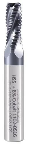 Accusize Industrial Tools 5/16'' by 3/8'' by 3/4'' Flt Length, 2-1/2'' Oal, 4 Flute, Standard Tooth M42 8% Cobalt Tialn Roughing End Mill, 1102-0516