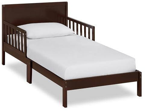 Dream On Me Brookside Toddler Bed, Low Floor Wooden Bed, Side Safety Bed Rails, GREENGUARD Gold & BSA Certified, Non-Toxic Paint Finish, New Zealand Pinewood, Up to 50 lbs - Espresso