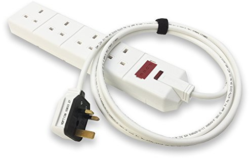 4 Gang White 13amp Professional Trailing Socket Extension Lead Mains Power (30m)