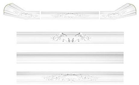 HEXIM Gemusterte Ecken mit passenden Stuckleisten aus PU - 2 Größen im mordernen und traditionellem Design - (AA114) Stuck Zierleisten Eckprofile