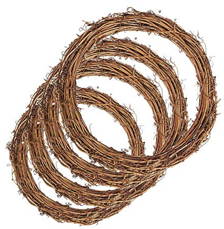 Natural Grapevine Wreaths, Vine Branch Wreath Garland for DIY Christmas Craft Rattan Front Door Wall Hanging Holiday Party Decors (12 Inch, 4 Pack)