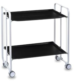 DON HIERRO - Servierwagen weiß, klappbar, 2 Böden. Rollwagen Bauhaus-Schwarz
