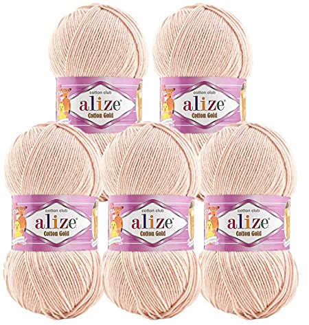 5 x 100g Strickgarn Alize Cotton Gold Uni Klassikgarn Häkelgarn Strick-Wolle Farbwahl