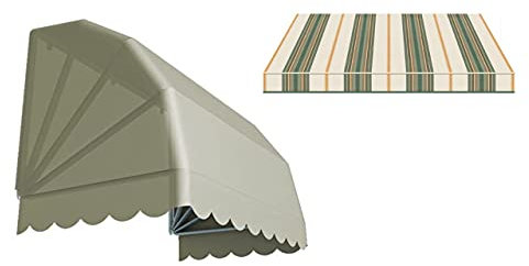 Generico Tenda da Sole Modello CAPPOTTINA a 4 Raggi Realizzata in Tessuto Acrilico Tempotest Parà, struttura bianca (200 x 80 cm) (verde2)