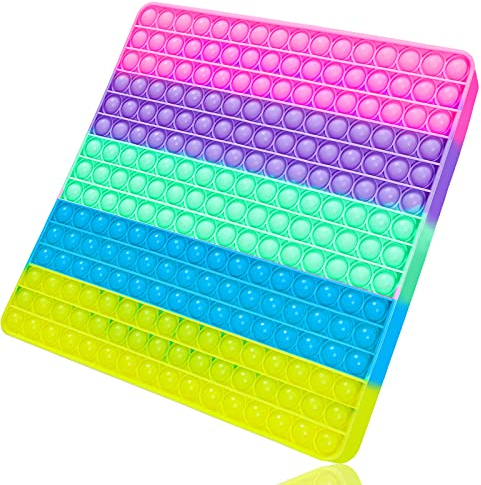KICOSOADT Pop it Set,popit XXL Toys,Rainbow Pop It Toy, Push Pop Bubble Fidget Sensory Toy für Kinder und Erwachsene, Fidget Popper Stress Reliever - 30CM XXL Pop It Toy(225 Blasenquadrat)