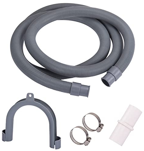 Waschmaschine Ablauf Schlauch Abflussschlauch Waschmaschine Ersatz Ablauf 3m Waschmaschinenschlauch Waschmaschine Abflussrohr für Trockner Geschirrspüler mit Inklusive Bügel und Schlauchschellen Grau