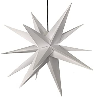 STEINFIGURENWELT GIEBEN LED WEIHNACHTSSTERN 3D 80 cm INKL. LEUCHTMITTEL (auswechselbar) Leuchtstern Außenstern Faltstern Adventsstern 4m Kabel wetterfest für außen und innen von Dekowelt (Weiß)