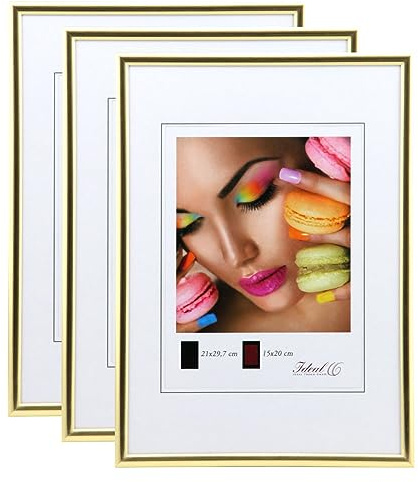 IDEAL TREND New Lifestyle Set Bilderrahmen Wanddeko Collage Poster Rahmen 2er 3er 5er Pack: Farbe: 3er Pack Gold | Format: 29,7x42 DIN A3