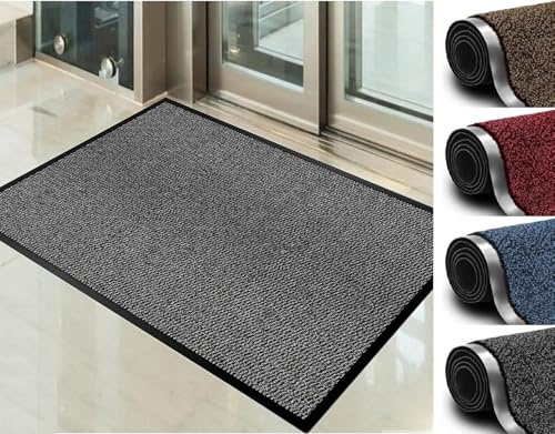 Abaseen Heavy Duty Dirt Trapper Door Mat, Non-Slip PVC, Anthracite, 40x60cm