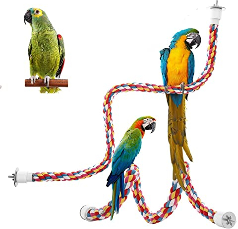 2 Stück Papagei Kletterseil Vogelspielzeug für Papageien Bunte Baumwollseil Schaukel Vogel Papagei Spielzeug Parrot Climbing Rope Sitzstangen für Vögel für Vögel Papageien Graupapageien Sittiche