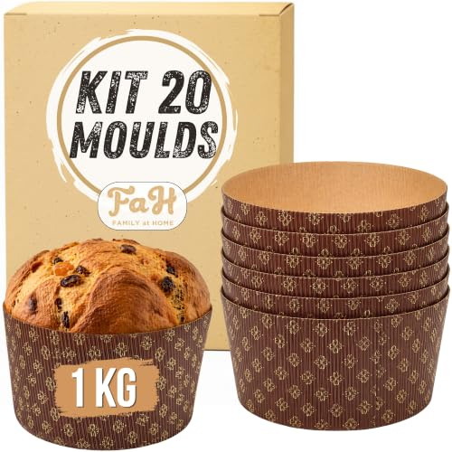 Molde Para Panettone de 1 kg (20 unidades) – Moldes Panettone Profesional de Papel Corrugado de Celulosa pura en Microondas, Resistente al Calor 220 °C