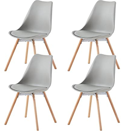 buybyroom Esszimmerstühle 4er Set Polsterstuhl Küchenstühle Sitzfläche Rückenlehne Wohnzimmerstuhl Esszimmerstühle Konferenzzimmer mit Massivholz, Grau